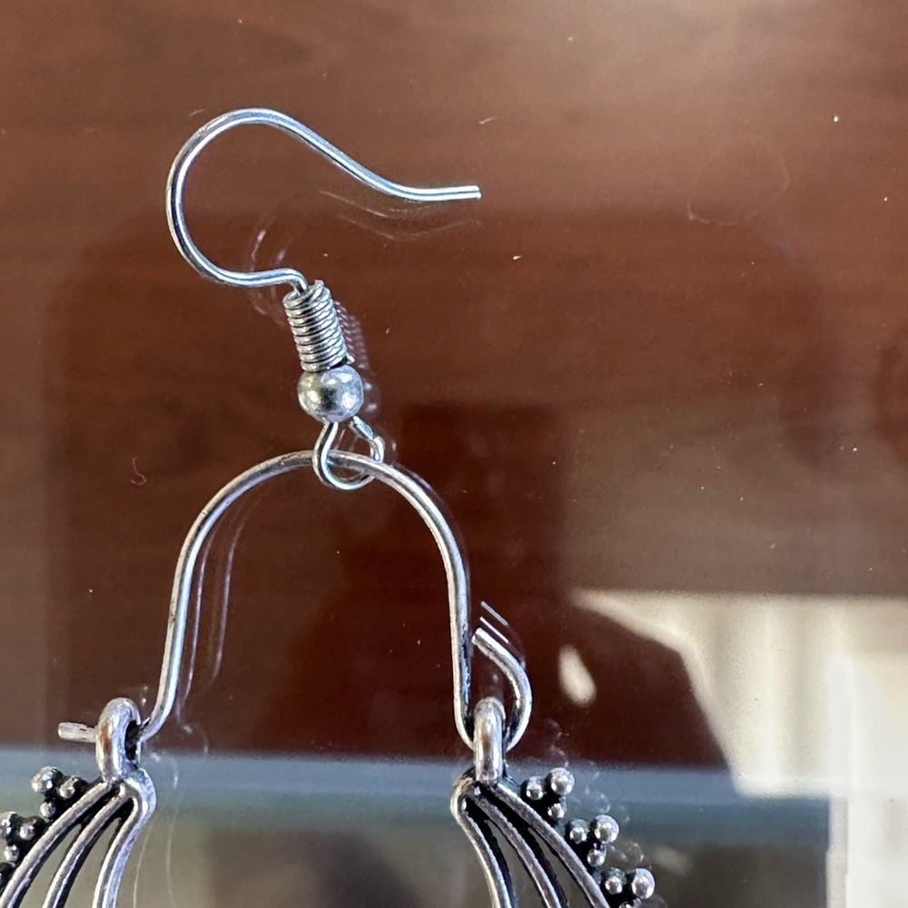 Bohemian Silver Dangle Earrings - Picture 4 of 5